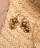 Crystal Bees Tiger Eye Earrings