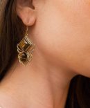 Crystal Bees Tiger Eye Earrings